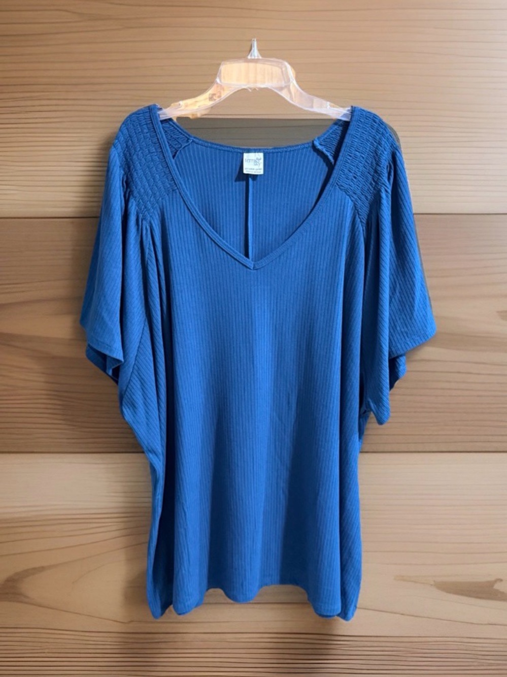 NwoT Terra & Sky Teal V-Neck Ribbed Flutter Sleeve Tunic-4X(28W-30W)-EC